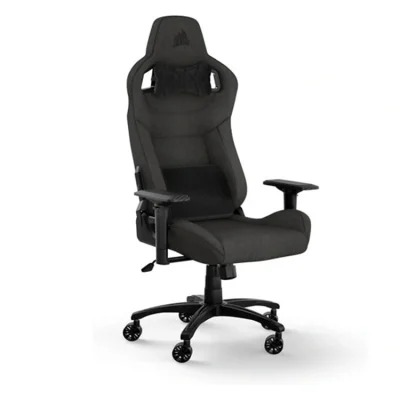 Corsair T3 Rush Fabric Charcoal Gaming Chair with ergonomic design and 4D armrests