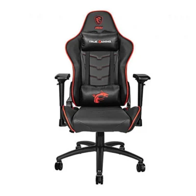 MSI MAG CH120 X high-back gaming chair with lumbar and headrest cushions.